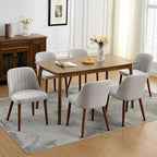 Wooden Dining Chairs Set of 6, Upholstered Kitchen Dining Room Chairs with Padded Seat and Wood Legs, Modern Fabric Side Dinner Chair for Kitchen, Dining Room, Restaurant, Cafe, Grey