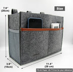 Bedside Caddy, Hanging Storage Bag, Chair Organizer Caddy, Remote, Magazine, Drink Bottle, Cell Phone Holder with Fixed Straps for Hospital Bed, Dorm Bed, Baby Stuff, Office (Grey Small)