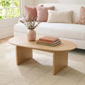 Honyee Oval Coffee Table, 47.2" Wood Coffee Table for Living Room, Modern Wooden Center Table with Solid Wood Veneer Legs, Sturdy Rounded Edge Design, Easy Assembly, Apartment Friendly, Natural