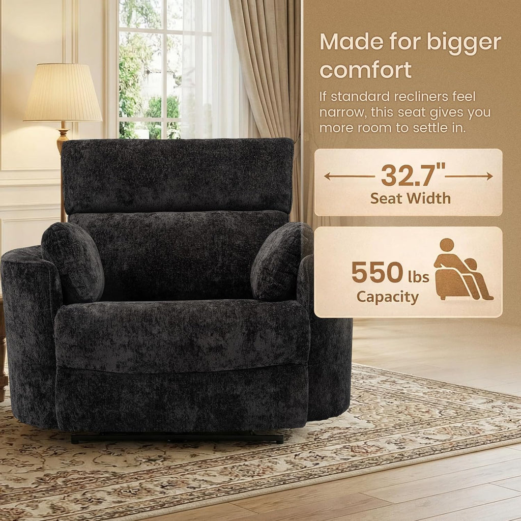 400-550 lbs Oversized Power Recliner Chair with USB, Extra Wide 32.7" Seat for Big & Tall Adults, Capacity Lounge Chair for Living Room