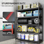 Metal Garage Shelving, Adjustable 5-Tier Heavy Duty Shelving, 3000 LBS Garage Shelving Unit and Storage，Heavy Duty Shelves for Basement,Warehouse，Kitchen (19.7" D*47.2" W*72" H)