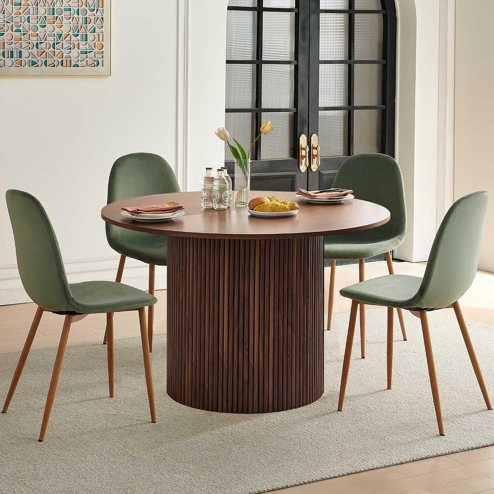 Dining Table Set for 4, Mid Century Modern 47 Inch Wooden Round Dining Table ...