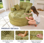 MAXYOYO L Shape Sectional Sofa Couch and Round Chaise Lounge, Modern Cloud Couch with Ottoman, Comfy Sofa with Layered Cushion, Tufted Upholstered Sleeper Chair for Living Room, No Assembly Required