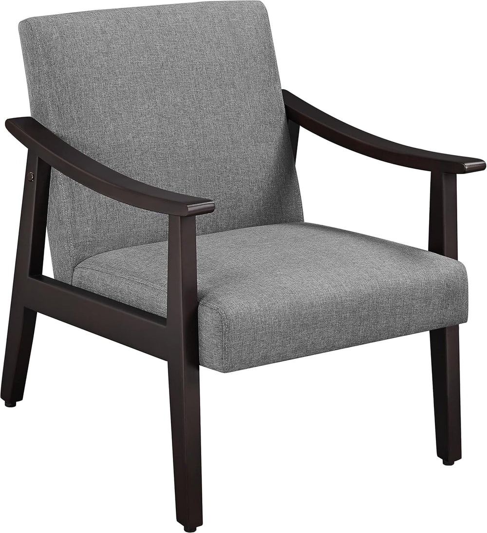 Yaheetech Accent Chair, Mid-Century Linen Fabric Armchair, Dark Gray