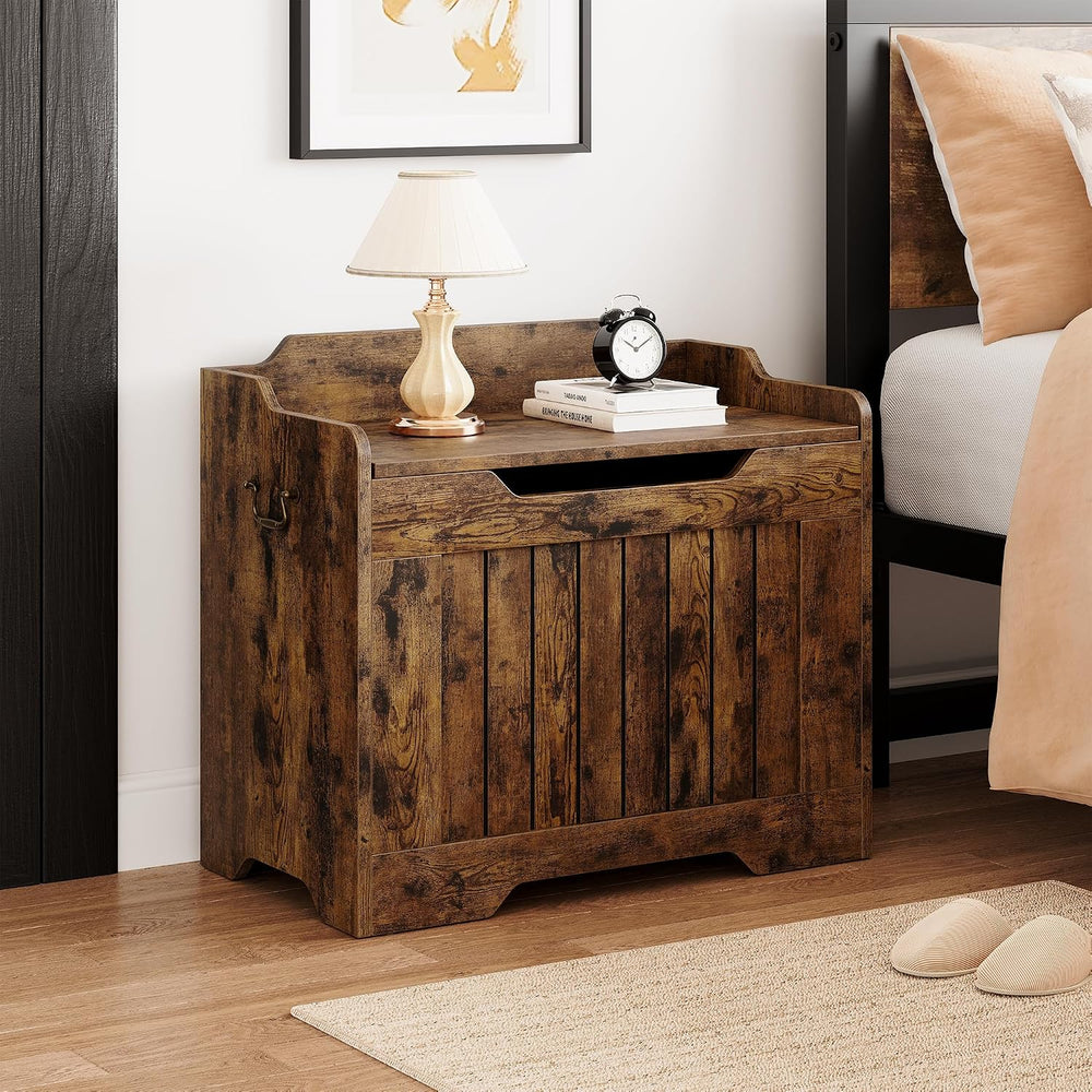 Garvee Storage Chest, Wooden Storage Bench with Safety Hinge, Flip Top Blanke...