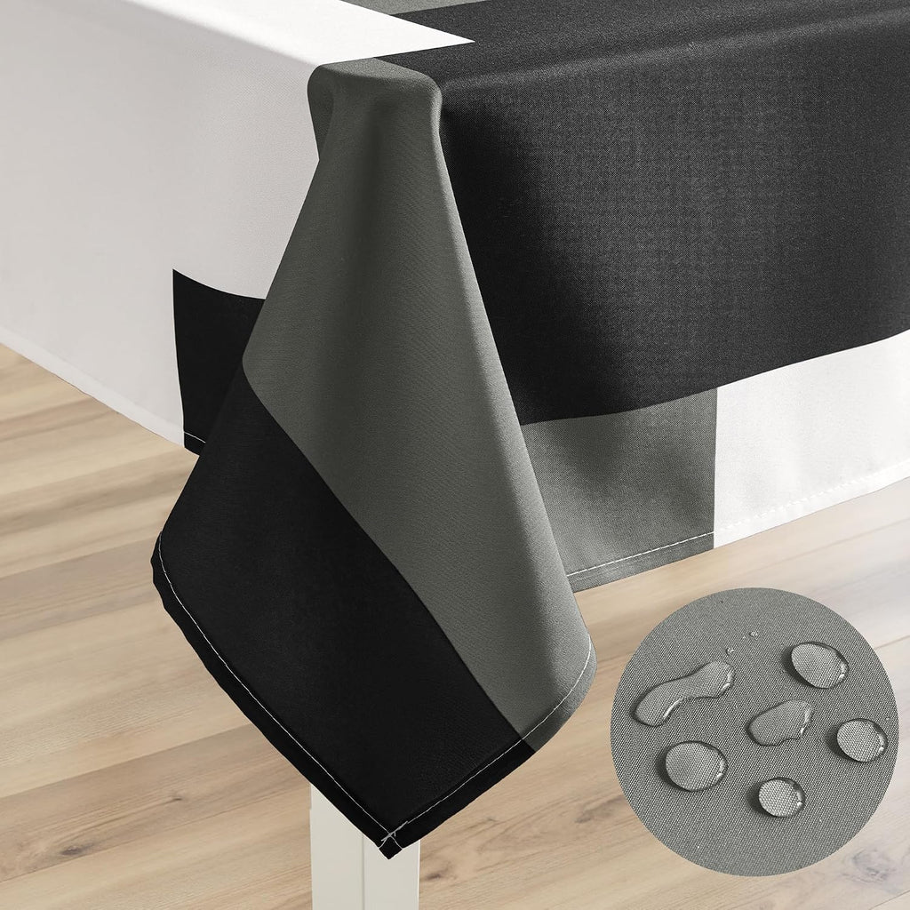 Tyrot Black Grey White Rectangle Tablecloth Modern Geometric Table Cover Waterproof Wrinkle Resistant Table Cloth for Dining Kitchen Party Picnic Patio Indoor and Outdoor 60x84 Inches