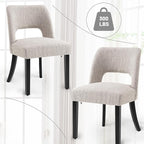 VKNOW Wooden Dining Chairs Set of 4, Modern Fabric Upholstered Dining Room Chair Kitchen Chairs, Farmhouse Dinner Chair for Kitchen Dining Room, Grey-Black Legs
