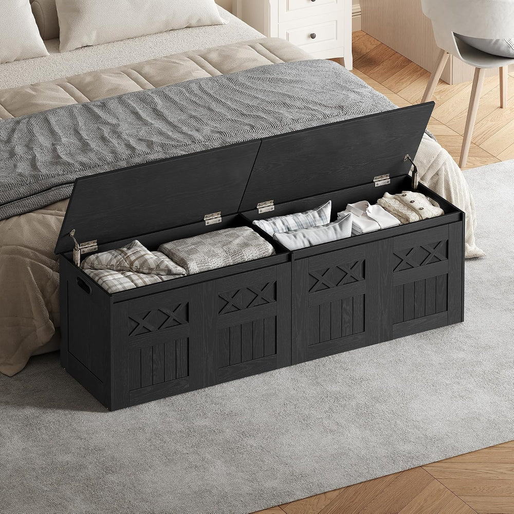 Hzuaneri 59" Rustic Storage Chest and Bench | 70 Gal | 330lb Seat | Soft...