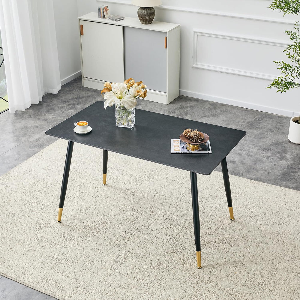 50 inch Sintered Stone Dining Table for 4, Modern Minimalist Kitchen Table wi...
