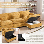 Ball & Cast Modular L Shaped Sectional Sofa,Comfy Cloud Couch W/Movable Storage Ottoman,4 Seater Sectional Sofa W/USB Charging Port,Phone Holder&Side Pocke,Chenille Fabric,for Living Room,Yellow,109"