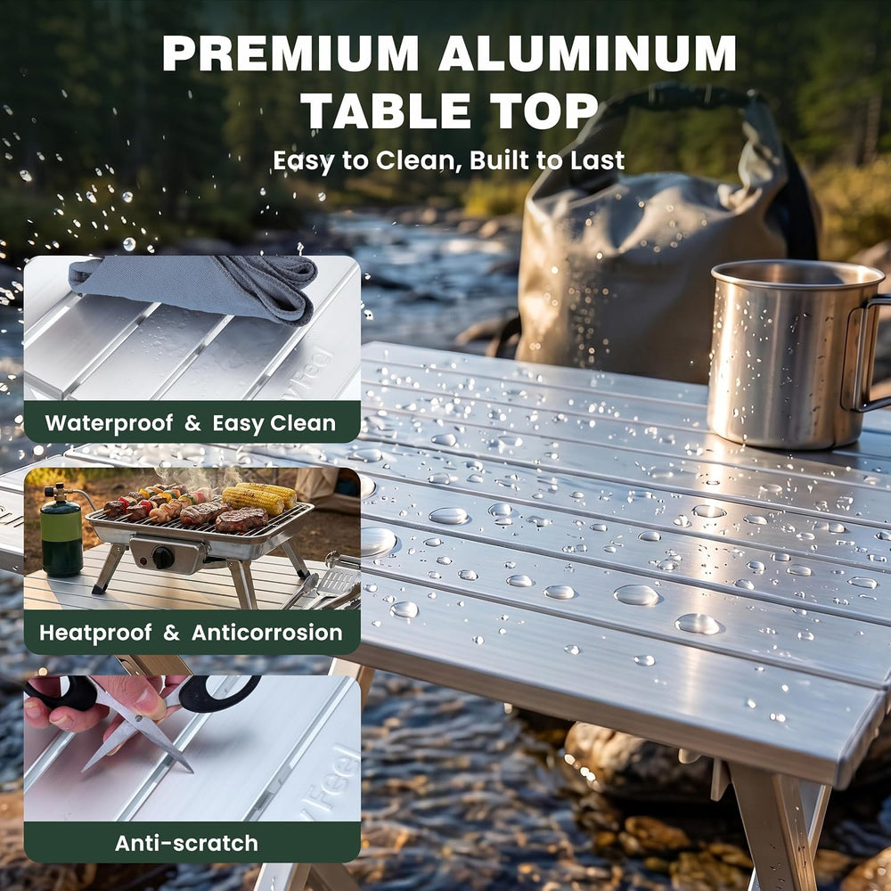 SUNNYFEEL Folding Camping Table - Lightweight Aluminum Portable Picnic Table ...