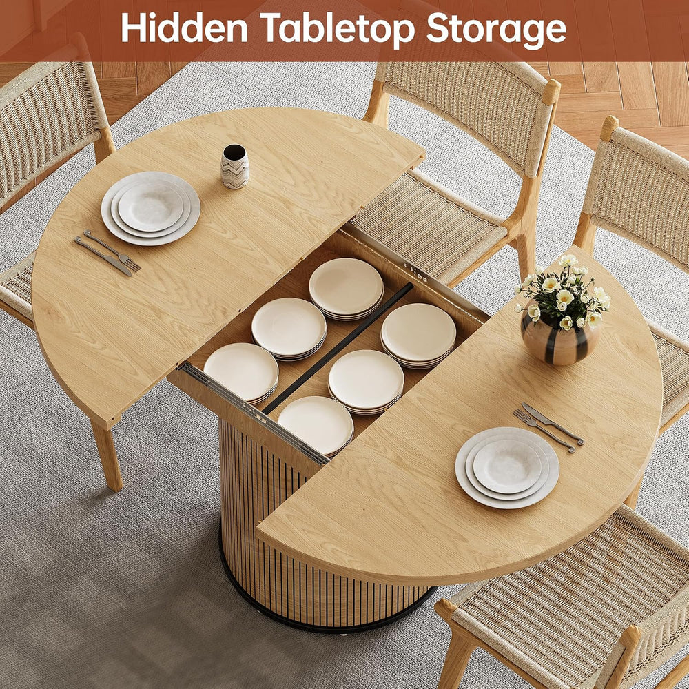 Extendable Dining Room Table Round Dining Table for 4 6 8, 43"-59" ...