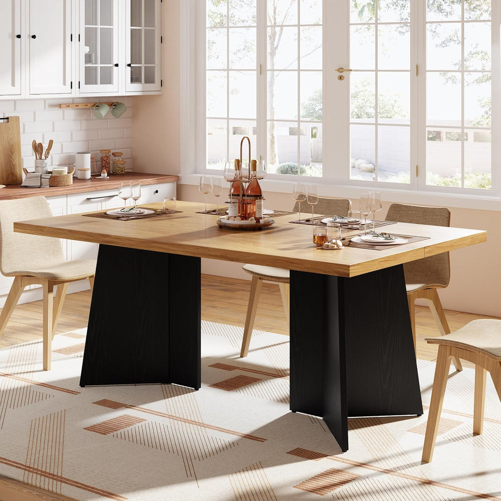 GarveeHome Dining Table for 6-8 People - 63" Modern Long Kitchen Table w...