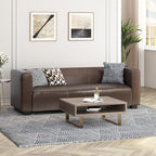 Merax Mid Century Modern 3 Seater Sofa with Birch Wood Legs, 80" Wide Smooth Upholstered Couch for Living Room, Apartment, Dark Brown