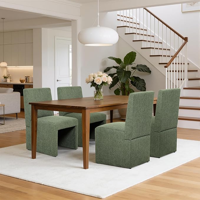 Green Upholstered Dining Chairs Set of 8, Kitchen & Dining Room Chairs, M...
