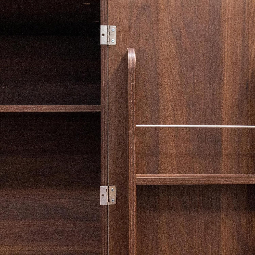 22 in Deep Kitchen Pantry Storage Cabinet with Door Shelving Walnut | 180° Do...