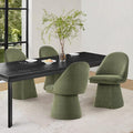 Swivel Dining Chairs Set of 4, Upholstered Mid Century Modern Deskchair with Round Back, Linen Fabric Kitchen Chairs for Dining Room, Bedroom, Dressing Room, Green