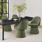 Swivel Dining Chairs Set of 2, Upholstered Mid Century Modern Deskchair with Round Back, Linen Fabric Kitchen Chairs for Dining Room, Bedroom, Dressing Room, Green