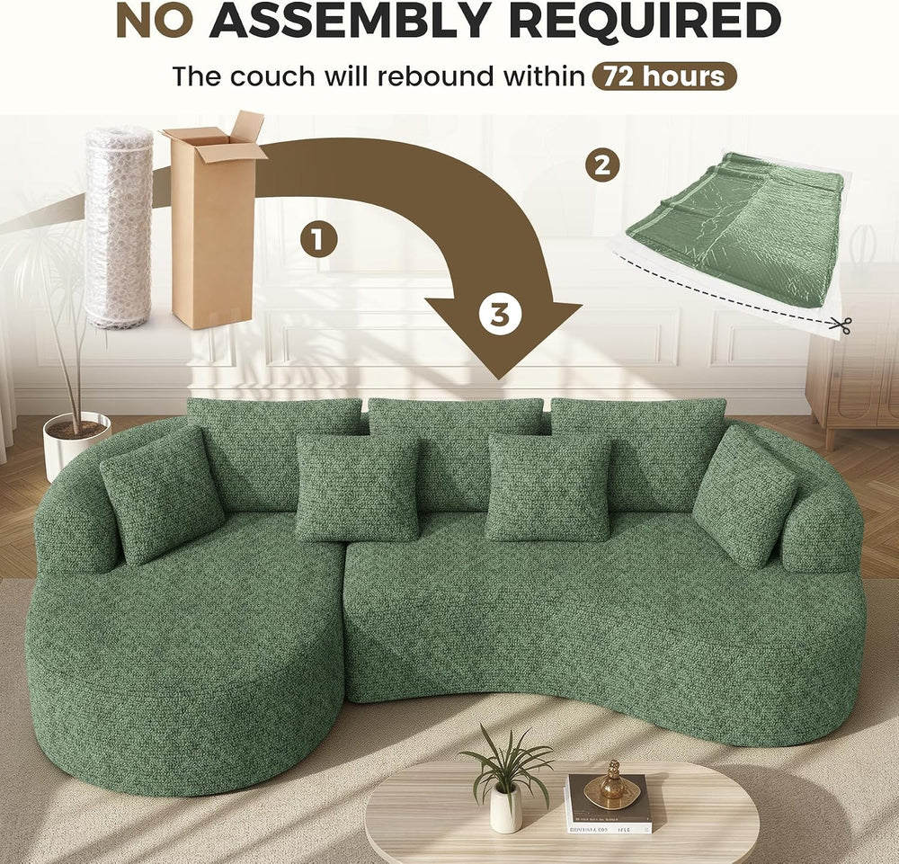 126" Oversized Curved Sectional Sofa for Living Room, Modern Couch with ...