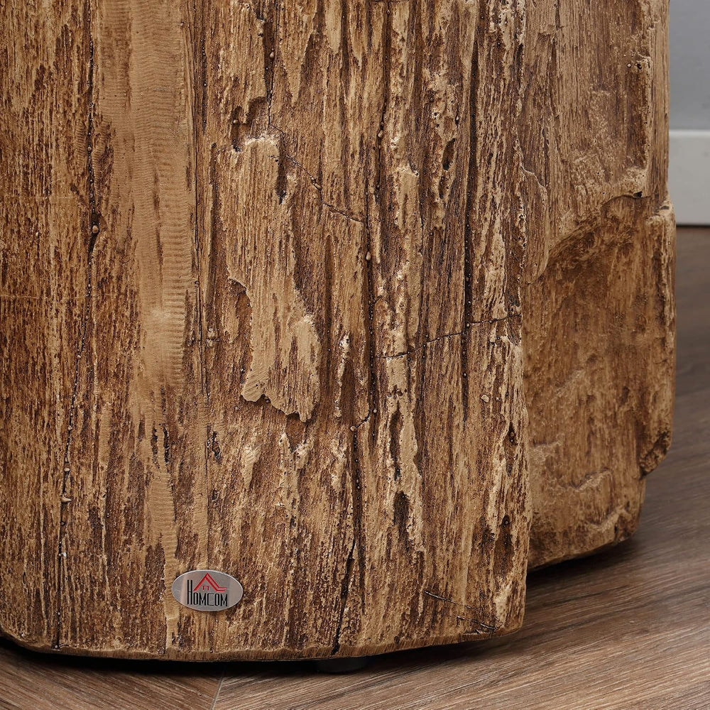 Tree Stump Stool, Decorative Side Table with Round Tabletop, Concrete End Tab...