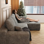 Eafurn Oversized L Shape Modular Sectional Sofa with Right Facing Chaise Lounge,Wide Deep Seat Compressed Corner Couch,Minimalist Corduroy Upholstered Boneless Lounge Sofa Couch | Breathable material, Full Foam, Anti-slip