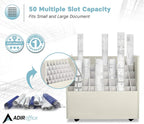 AdirOffice Adir Blue Print Storage Organizer - Mobile Roll File Cart, Construction Plan Holders, Blueprint Cabinet with Wheels, Roll Files Storage for Office and Home (50 Slots, White)