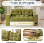 MAXYOYO 63" Loveseat Sofa Couch for Small Spaces, Upholstered Boneless Cloud Couch for Apartment Bedroom, 2-Seater Love Seat Floor Modern Sofa with Pillows, No Assembly Required, Green