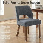 keoni Wooden Dining Chairs Set of 2, Mid Century Modern Upholstered Dining Room Chairs with Rubberwood Legs, Fabric Farmhouse Kitchen Chairs with Foot Pegs for Dining Room, Navy Blue