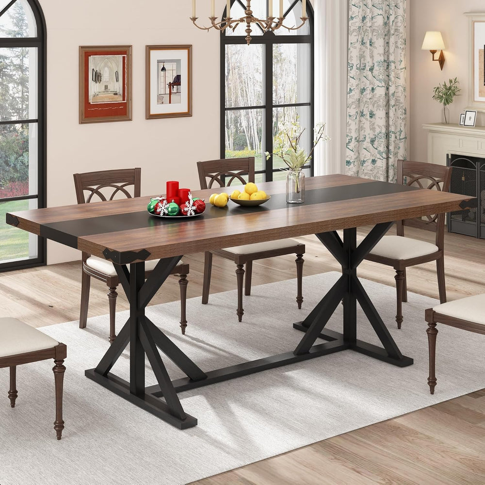 Hlivelood 71 Inch Dining Table for 6 People, Rectangular Kitchen Farmhouse Ta...