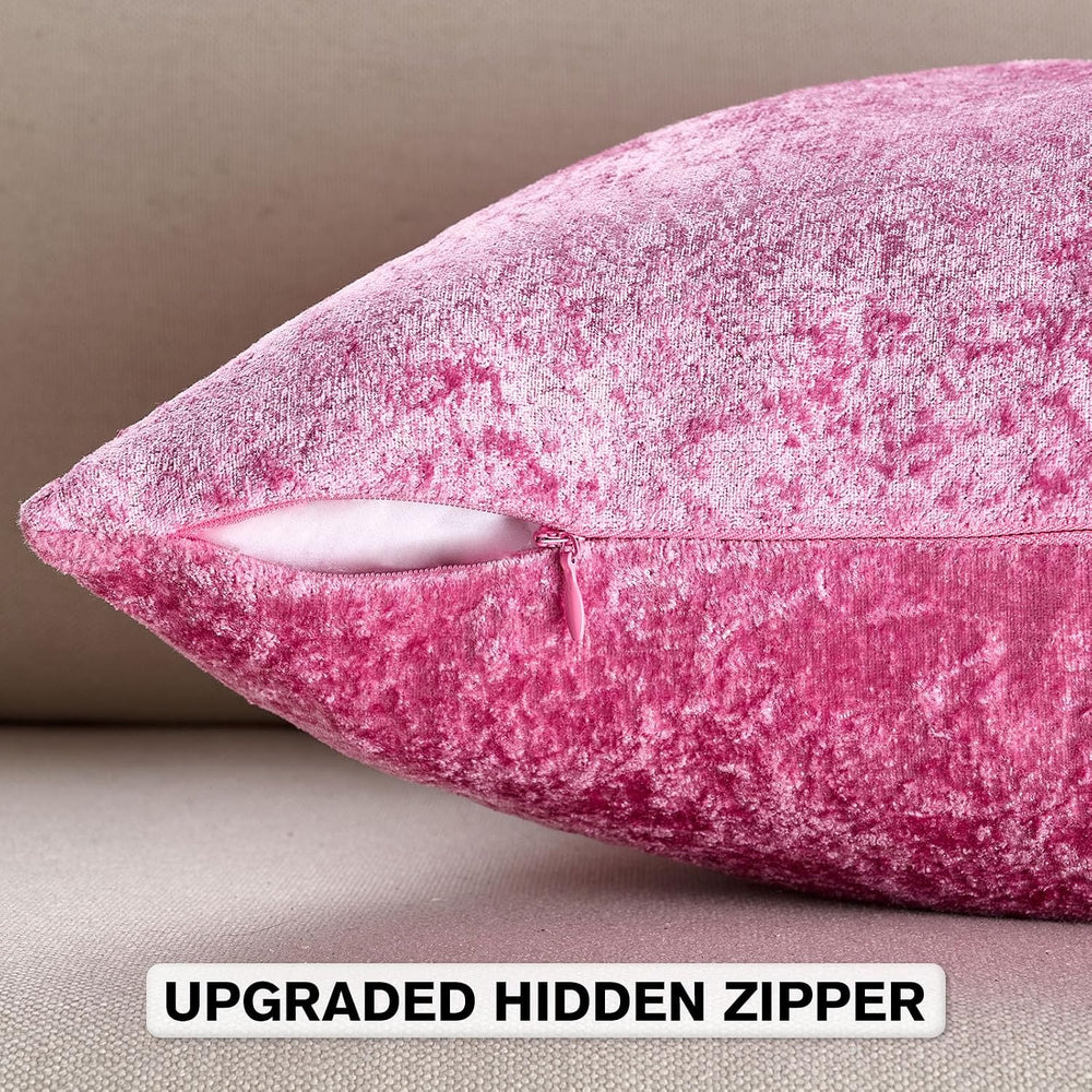 FUTEI Pack of 2 Crushed Flannel Throw Pillow Covers 26x26 Inch, Hot Pink