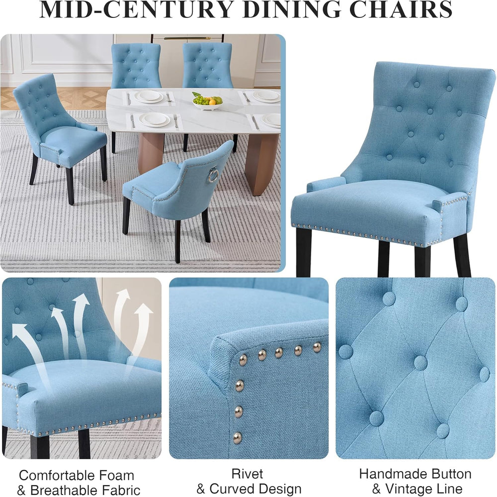 adochr Dining Chairs Set of 4, Upholstered Fabric Dining Room Chairs with Nai...