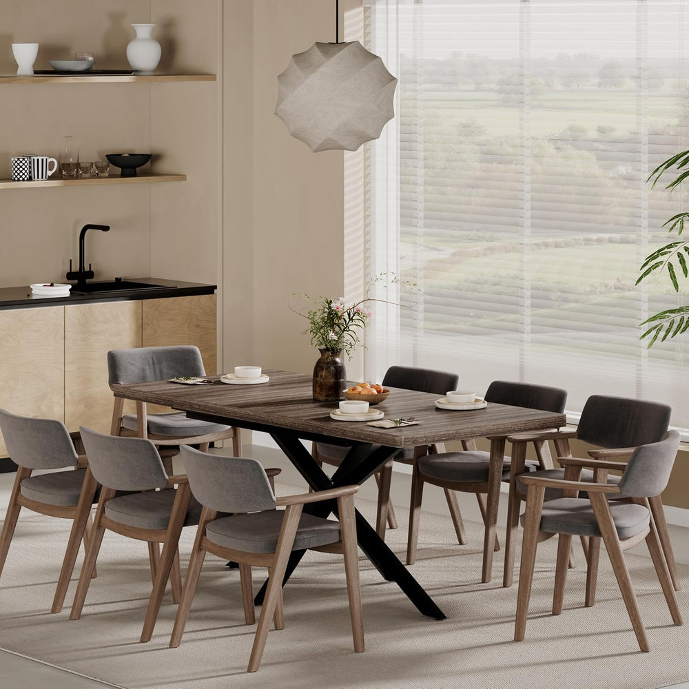 Extendable Dining Room Table for 4 6 8, 55"-70.9" Kitchen Table Rec...