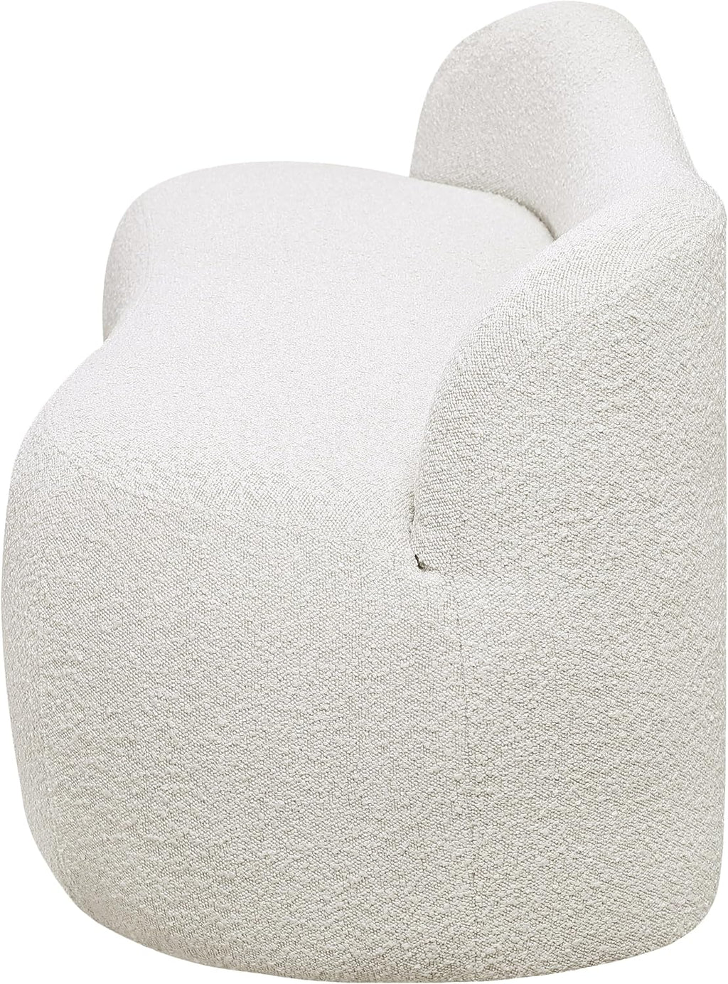 Meridian Furniture 119Cream Flair Collection Modern | Contemporary Boucle Fabric Upholstered Bench with Curved Back Design, Cream, 62" W x 23" D x 24" H