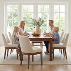 HNY Modern Dining Chairs Set of 6 with Comfortable Back Support, Farmhouse Soft Linen Upholstered Kitchen Dining Room Chairs with Solid Wood Legs, Armless Accent Side Chairs for Living Room, Beige