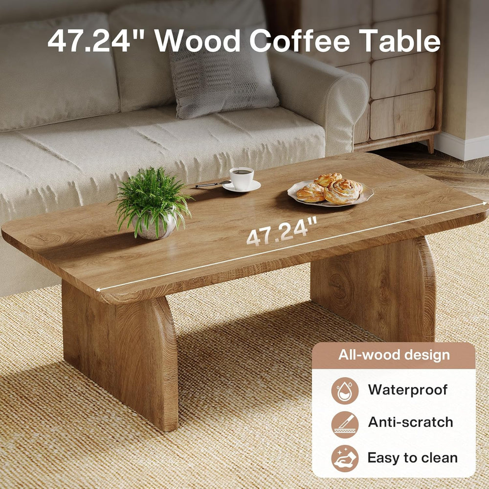 Tribesigns Rectangle Coffee Table, 47-Inch Wood Rectangular Living Room Table...