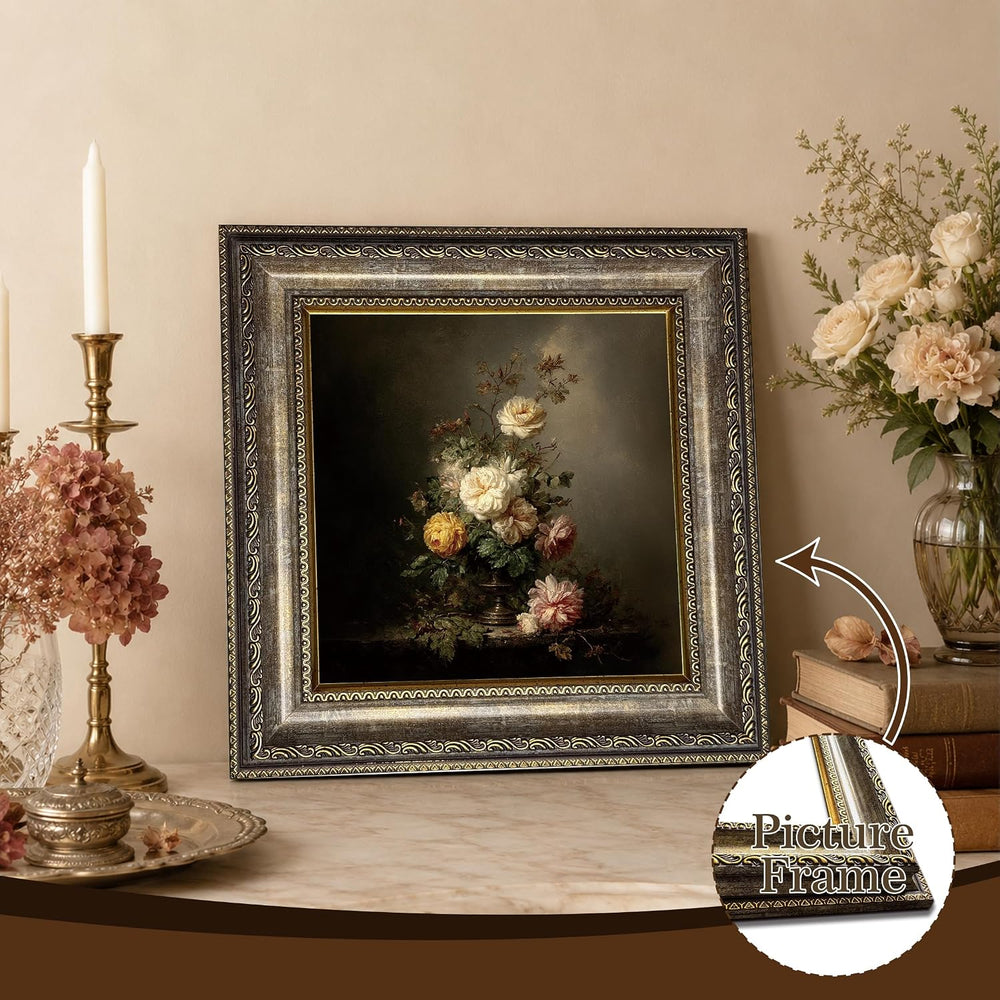 Vintage Still Life Flowers Bouquet Vase Advanced Classic Room Wall Art