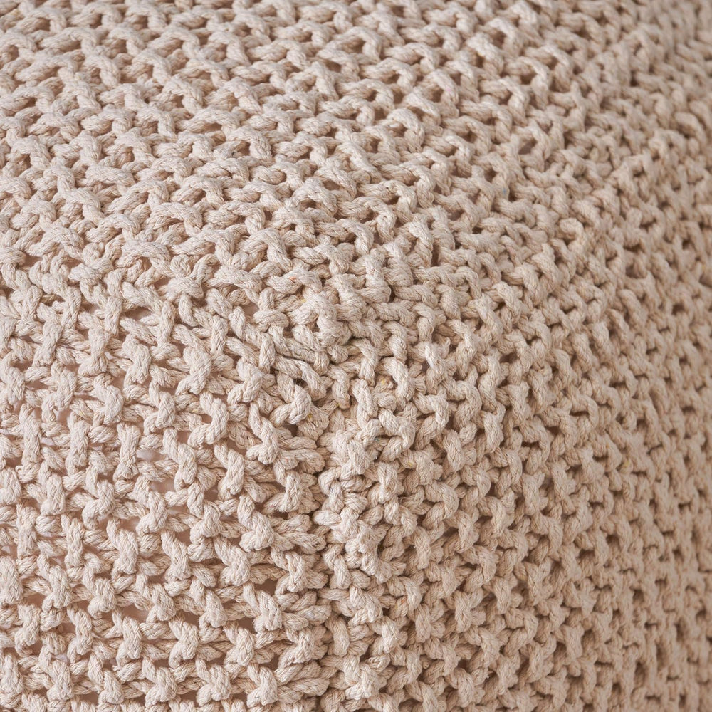 Christopher Knight Home Knox Knitted Cotton Pouf, Beige