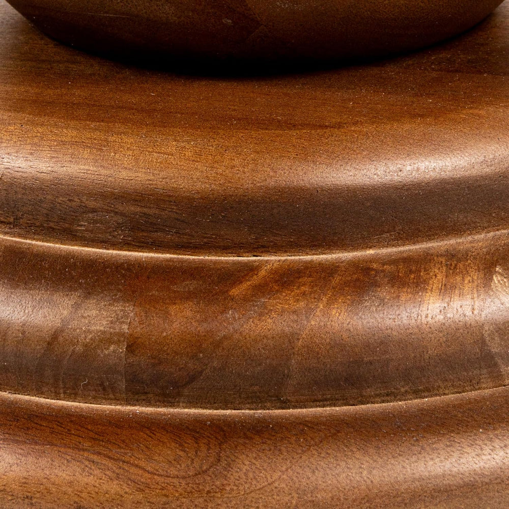 Creative Co-Op Round Mango Wood Bulbed Pedestal End Table, Walnut