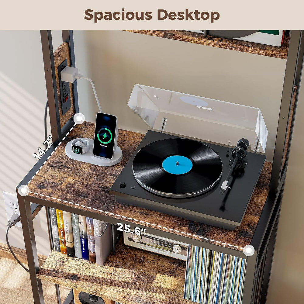 IRONCK Record Player Stand with Storage, Turntable Stand for Living Room | 2-...