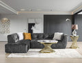 Acanva Luxury Mid-Century Velvet Tufted Low Back Sofa Set L-Shape 2-Piece Living Room Couch, 113"W Left Hand Facing Sectional, Grey