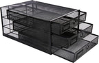 Annova Desk Organizer Wire Mesh 3 Tier Sliding Drawers Paper Sorter/Multifunctional/Premium Solid Construction for Letters, Documents, Mail, Files, Paper, Kids' Art Supplies (Black)