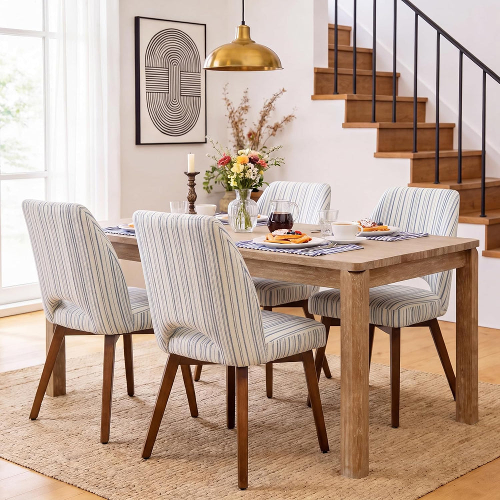 Dining Chairs Set of 4, Upholstered Kitchen Chairs, Striped