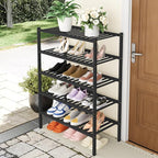 Smiry Shoe Rack, 5 Tier Thick Bamboo Shoe Organizer, Stackable Free Standing Wooden Shoe Storage Shelf for Closet, Entryway, Front Door Entrance, Black