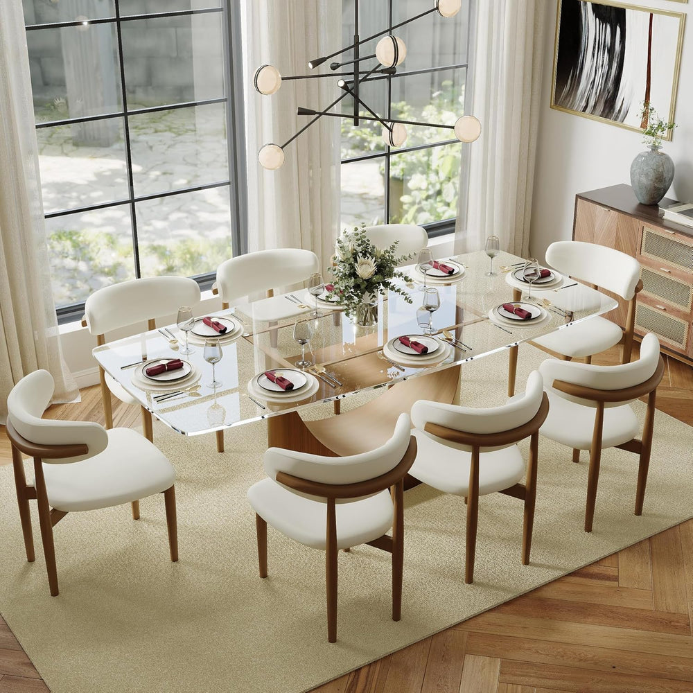 POVISON Modern Dining Chairs Set of 2, Armless PU Leather Dining Chair with P...