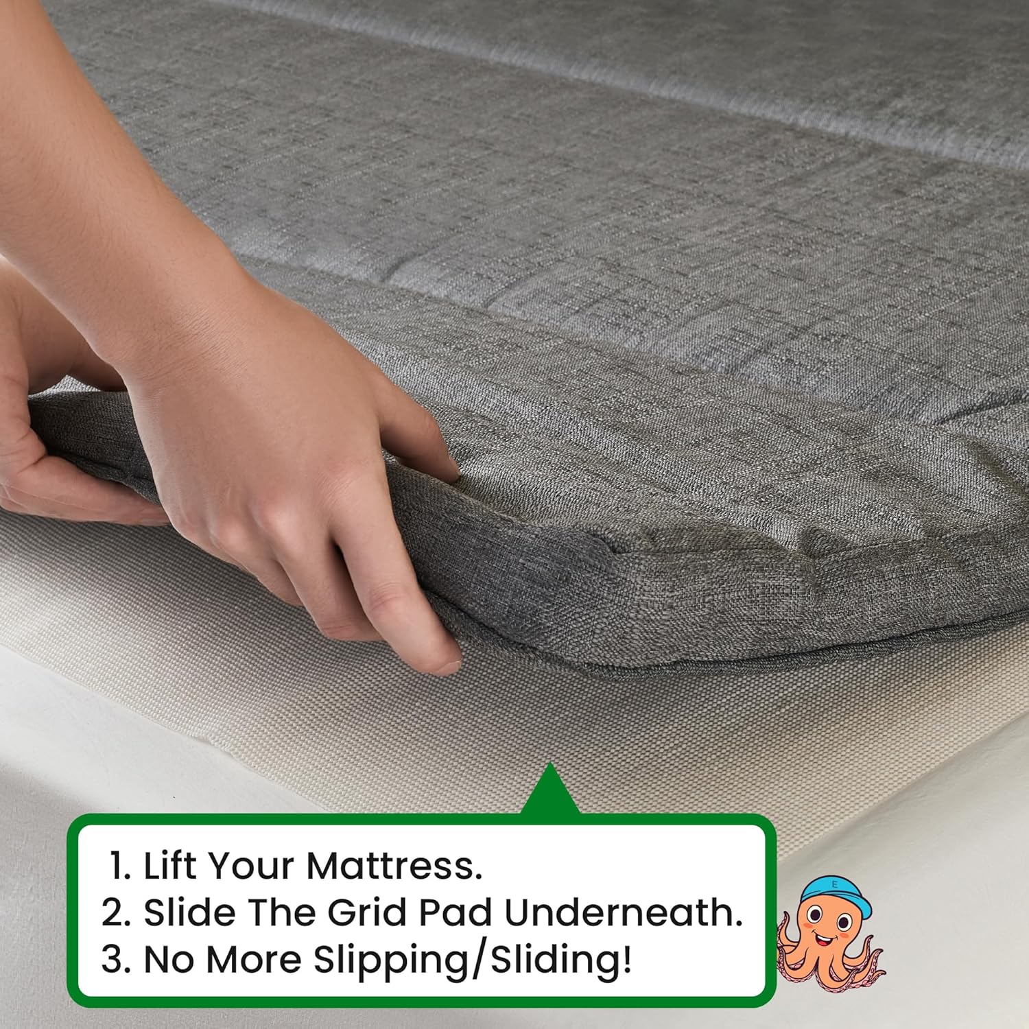 ECOHomes Non Slip Mattress Gripper Pad Stop Mattress, Keep Topper from Sliding - Anti Slip Grip Pads Holder Stop Couch Cushion, Sofa Cushions, Patio & Furniture to Prevent Sliding (Twin)