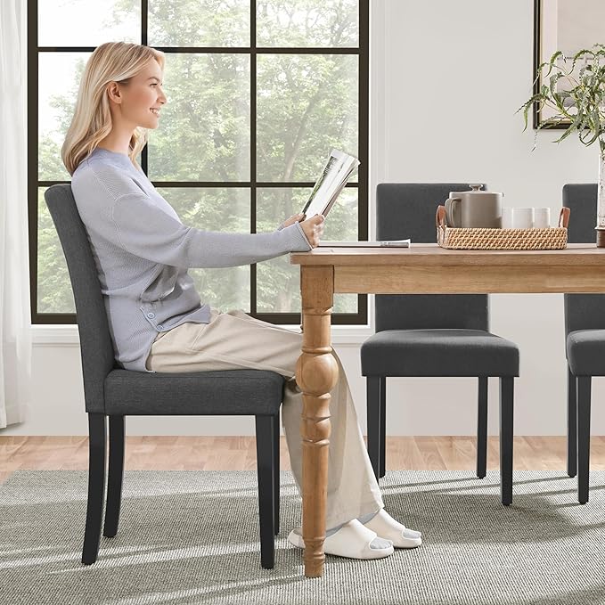 Yaheetech Dining Chairs Set of 2 Fabric Upholstered Parson Kitchen Chairs wit...