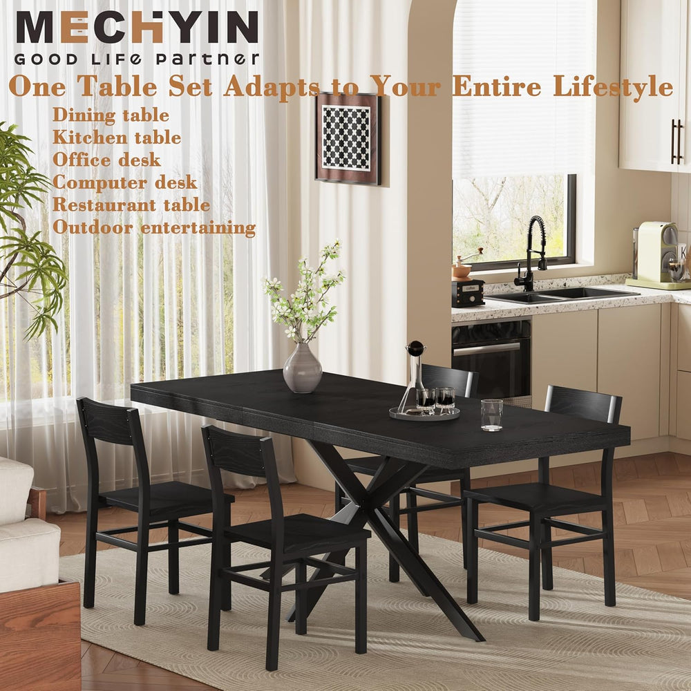 5-Piece Dining Table Set for 4 6 8, Large 55"-70.9" Extendable Dini...
