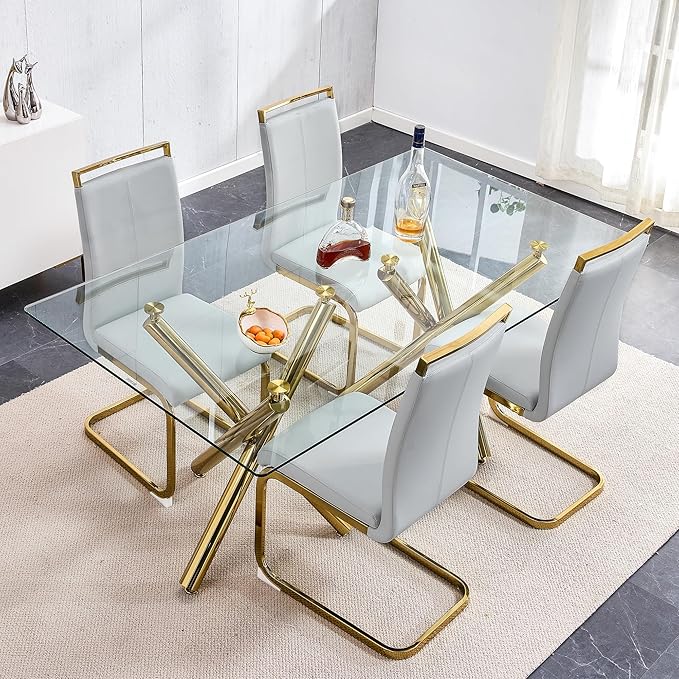 AZmac Modern Leather Dining Chairs Set of 6,Armless Kitchen Chairs,Dining Roo...