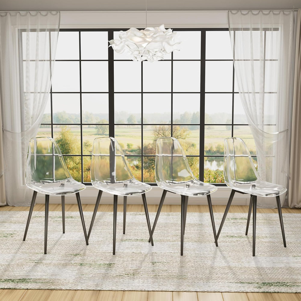 Baysitone Clear Dining Chairs Set of 4, Modern Kitchen Chairs with Transparen...