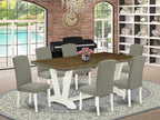East West Furniture V077EN206-7 7 Piece Dining Room Furniture Set Consist of a Rectangle Dining Table with V-Legs and 6 Dark Shitake Linen Fabric Parsons Chairs, 40x72 Inch, Multi-Color